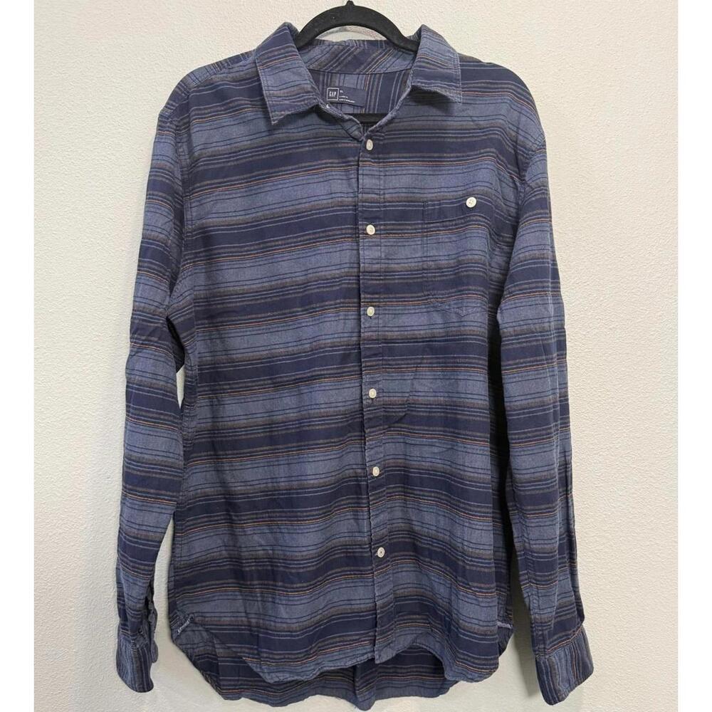 GAP Mens' Comfort Flannel Striped Button Up - Men's XL